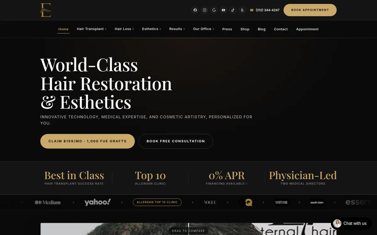 Eternal Hair and Esthetics website